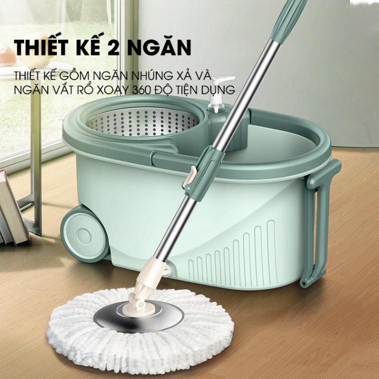 Bộ chổi lau nhà thời thượng xoay 360 độ SAMONO SCM003 Lau sạch mặt sàn nhà - 2 ngăn chứa nước - Hàng chính hãng
