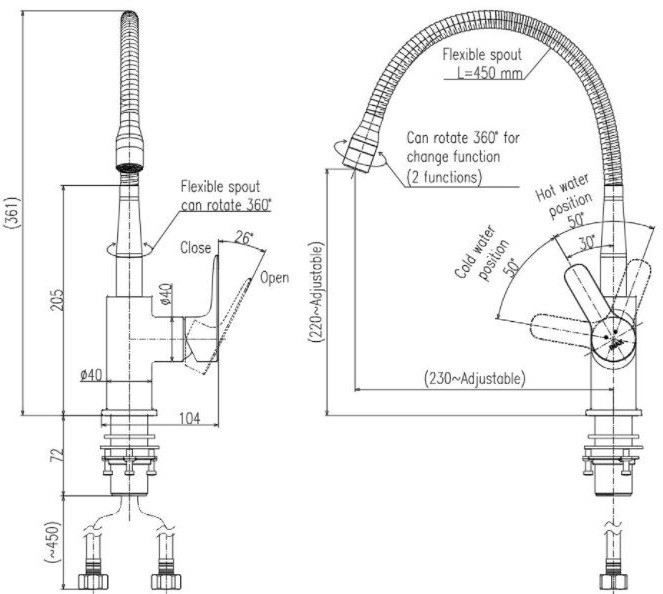 Vòi bếp nóng lạnh Inax SFV-303S