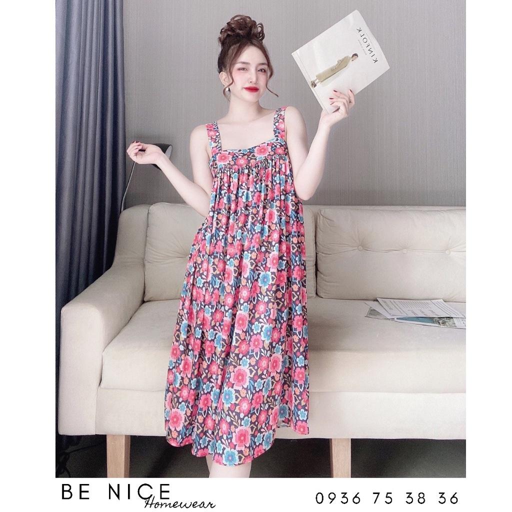 Váy dây bản to lụa latin nhiều họa tiết xinh xắn cho nàng diện thoải mái, Be Nice Homewear