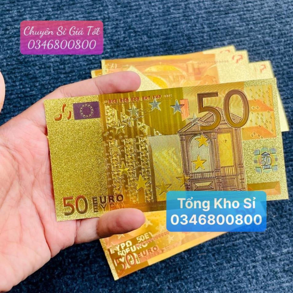 Tờ Tiền Kỉ Niệm 50 EURO Plastic Mạ Vàng Lì Xì Tết May Mắn