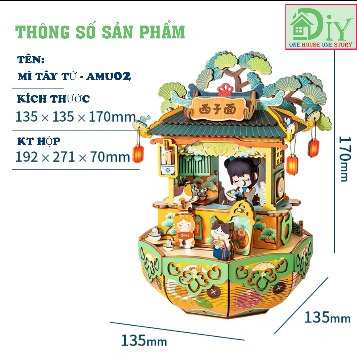 Mô hình tự lắp ráp bằng gỗ 3D Dollhouse Hộp âm nhạc NANCI - AMU02 - Quà tặng sinh nhật giáng sinh tự làm bằng gỗ