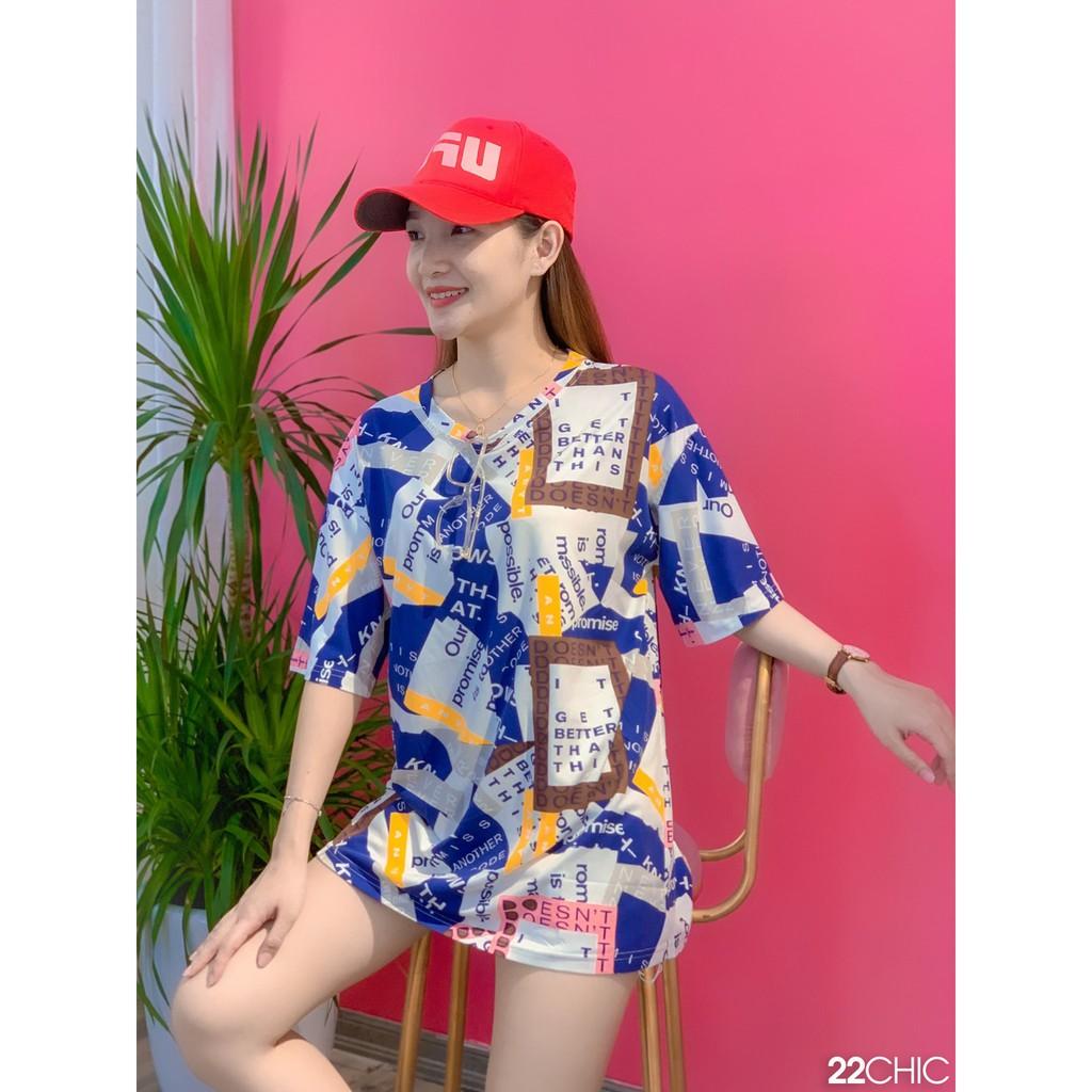 Áo thun họa tiết dáng rộng freesize cá tính - 22CHIC