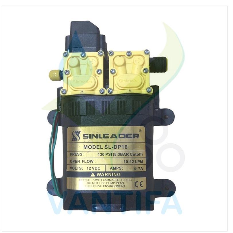 Máy bơm đôi 12V, công suất bơm 10-12 lít trên phút, hiệu SINLEADER, phun thuốc, phun sương, tưới cây