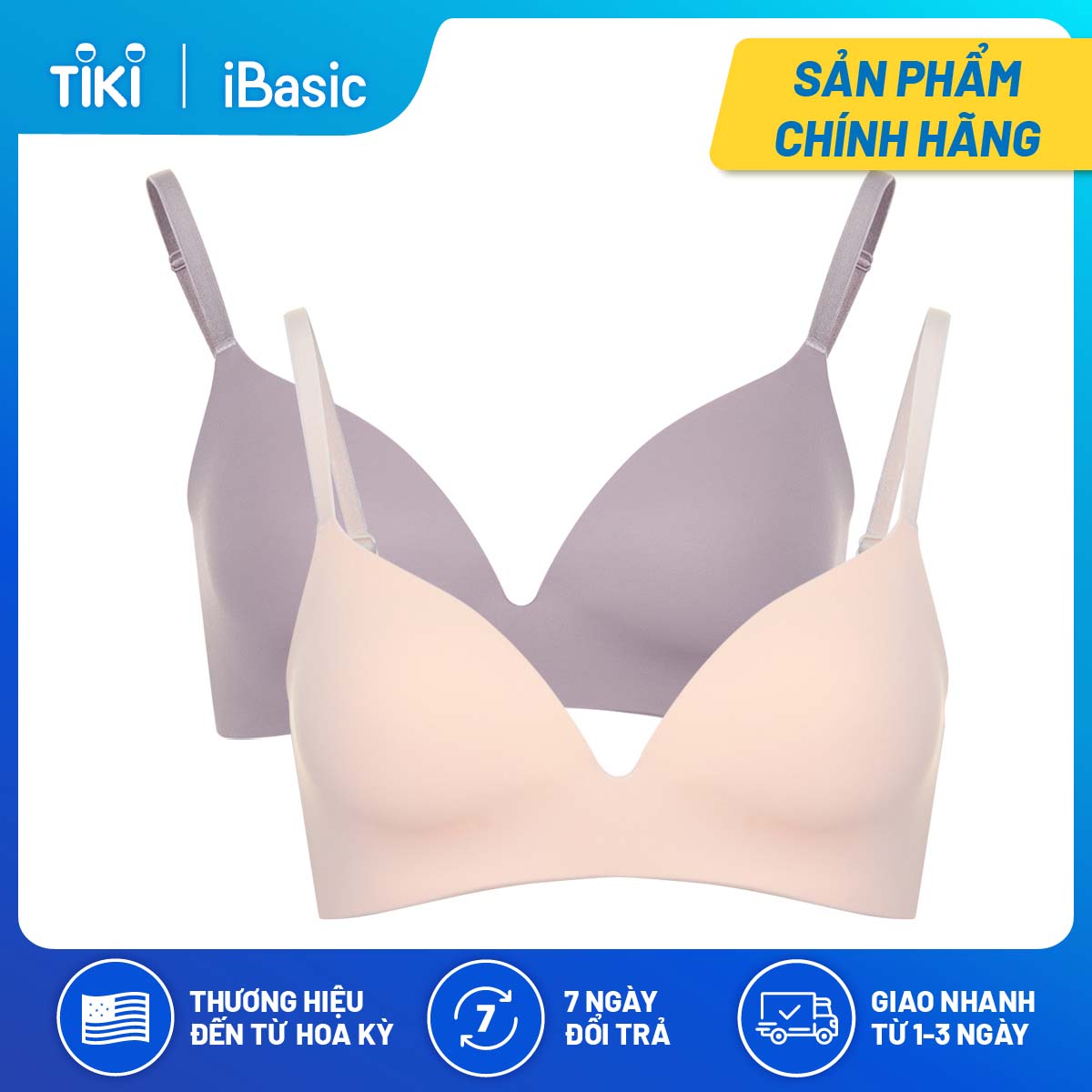 Combo 2 áo ngực không đường may trơn mút mỏng T-shirt iBasic BRAW034