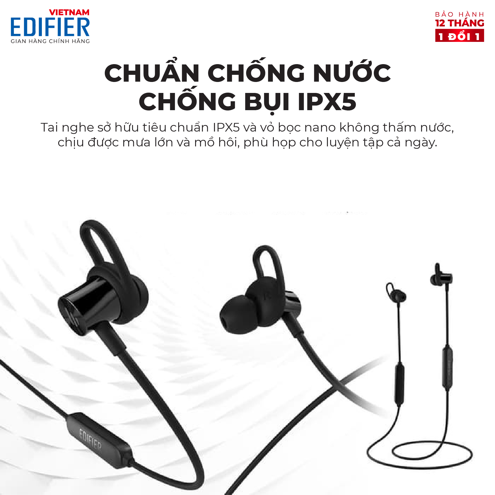 Tai nghe Bluetooth 5.1 EDIFIER W200BT Plus Âm thanh Stereo Chống nước IPX5 - Hàng chính hãng