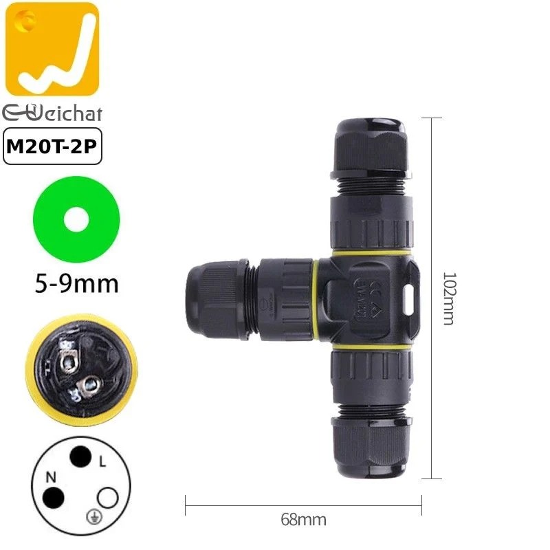 Đầu cút nối điện chống nước chữ T chuẩn IP68 E-Weichat EW-M20T. HÀNG CHÍNH HÃNG CÓ BAO HÀNH