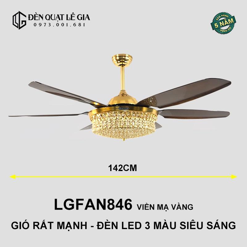 Quạt Trần Tân Cổ Điển Lê Gia LGFAN846 | Quạt Trần Gió Mạnh Mạ Vàng - Hàng Nhập Khẩu