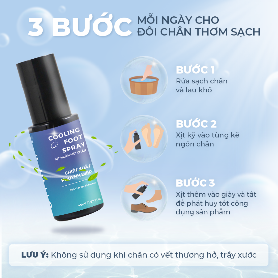 Xịt khử mùi hôi Chân và Giày hữu cơ UMIHOME 50/100ml khử mùi nhanh chóng, giúp ngăn ngừa hôi chân và giày hiệu quả