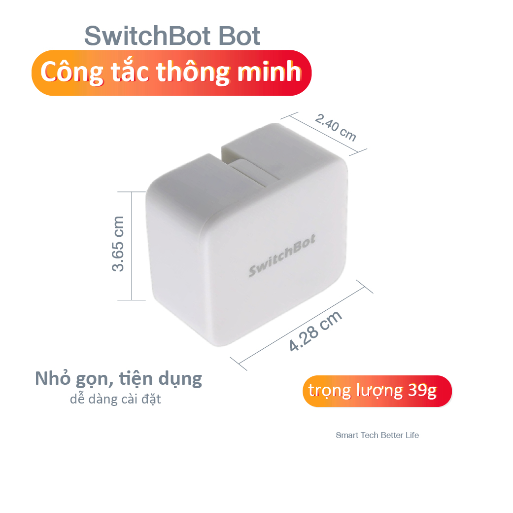 Công tắc thông minh, công tắc điều khiển từ xa SwitchBot Bot, chính hãng, không dây, điều khiển qua app, kèm Hub Mini để tương thích với Alexa, Google Home, HomePod and IFTTT