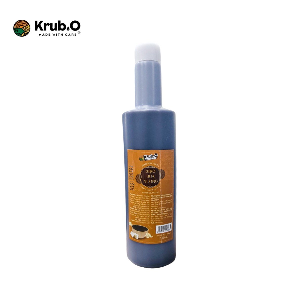 Siro Sữa Nướng Cao cấp 580ml - Thương hiệu Krub.O - Nguồn nông sản thuần Việt