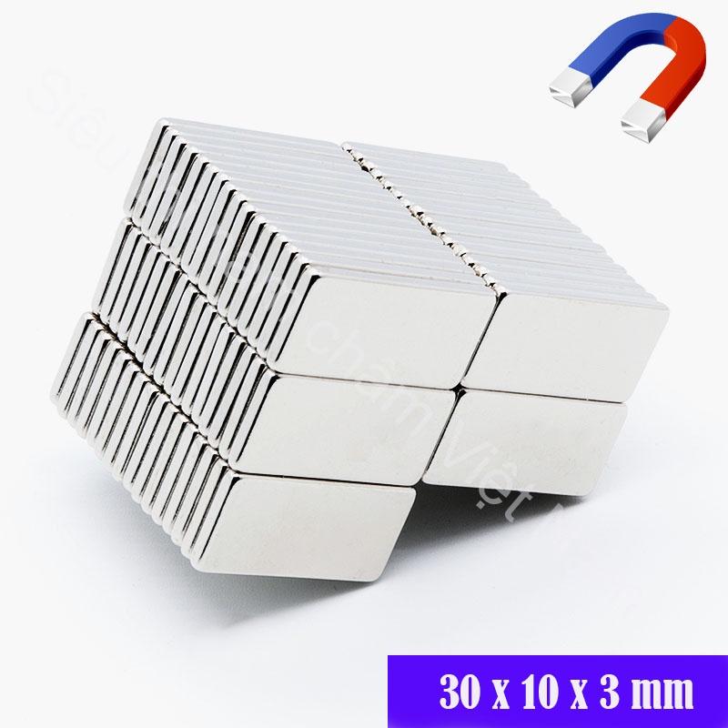 Nam châm vĩnh cửu 30x10x3mm set 5 viên, nam châm có lực hút mạnh