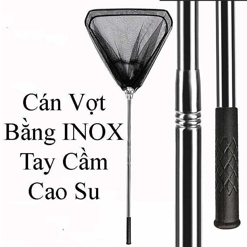 Vợt Cá INOX Tam Giác Gấp Gọn Liền Vành Tiện Lợi Dài 1m9-2m1-2m3 sale giá rẻ