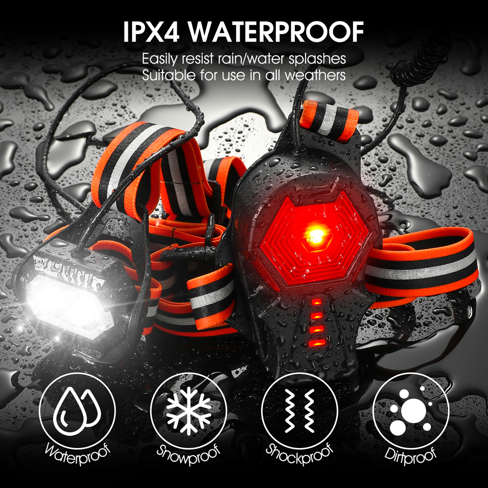 WEST BIKING Đèn thể thao ngoài trời IPX4 Đèn pin sạc USB chống nước Đèn LED ban đêm