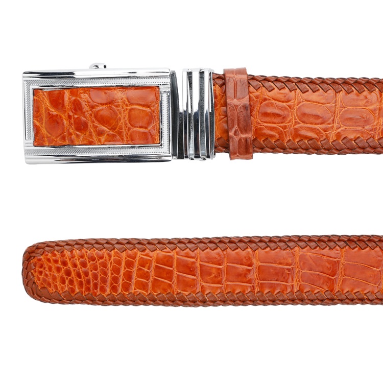 Thắt lưng nam da cá sấu Huy Hoàng đan viền 3,5P màu đen, nâu đất, vàng bò, nâu đỏ HC4216-17-18-41