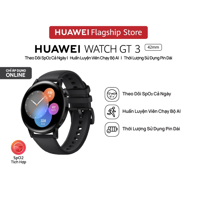 Đồng Hồ Thông Minh HUAWEI WATCH GT 3 42mm |Theo Dõi Spo2 Cả Ngày | Huấn Luyện Viên Chạy Bộ AI | Thời Lượng Sử Dụng Pin Dài | Hàng Chính Hãng