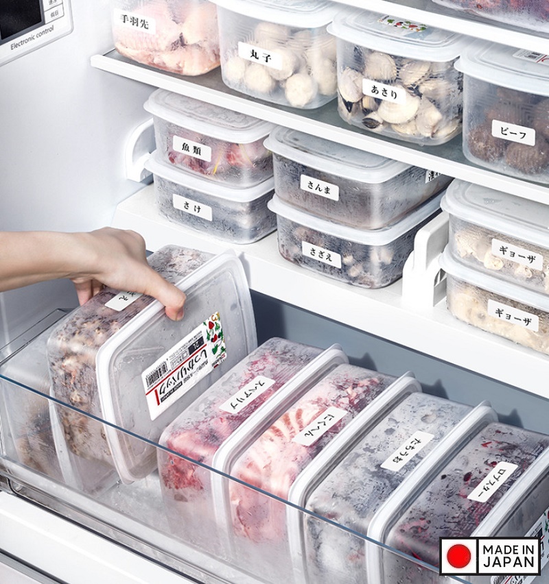 Hộp nhựa đựng thực phẩm nắp dẻo, dáng dẹt 1L Nakaya Nhật Bản