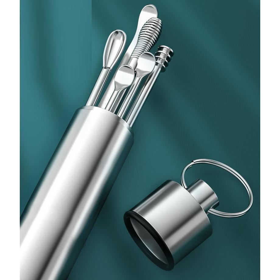 Bộ Dụng Cụ Ráy Tai, Vệ Sinh Tai Băng Inox 6 Món
