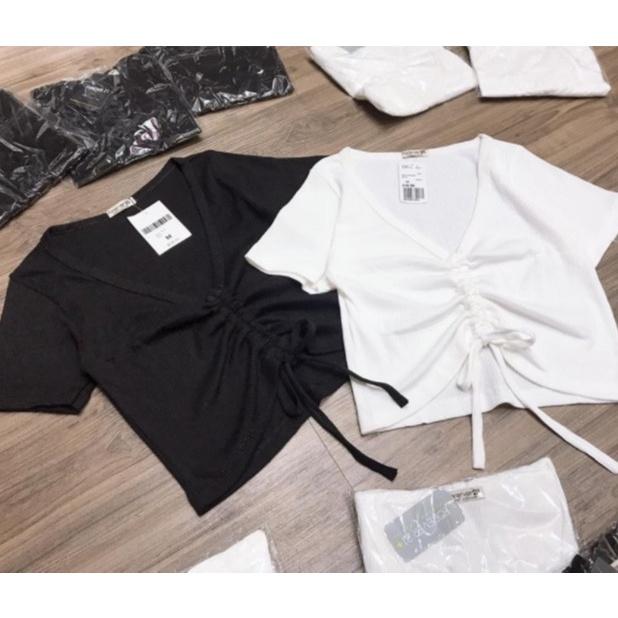 Áo croptop dây rút ngực_có ảnh mộc