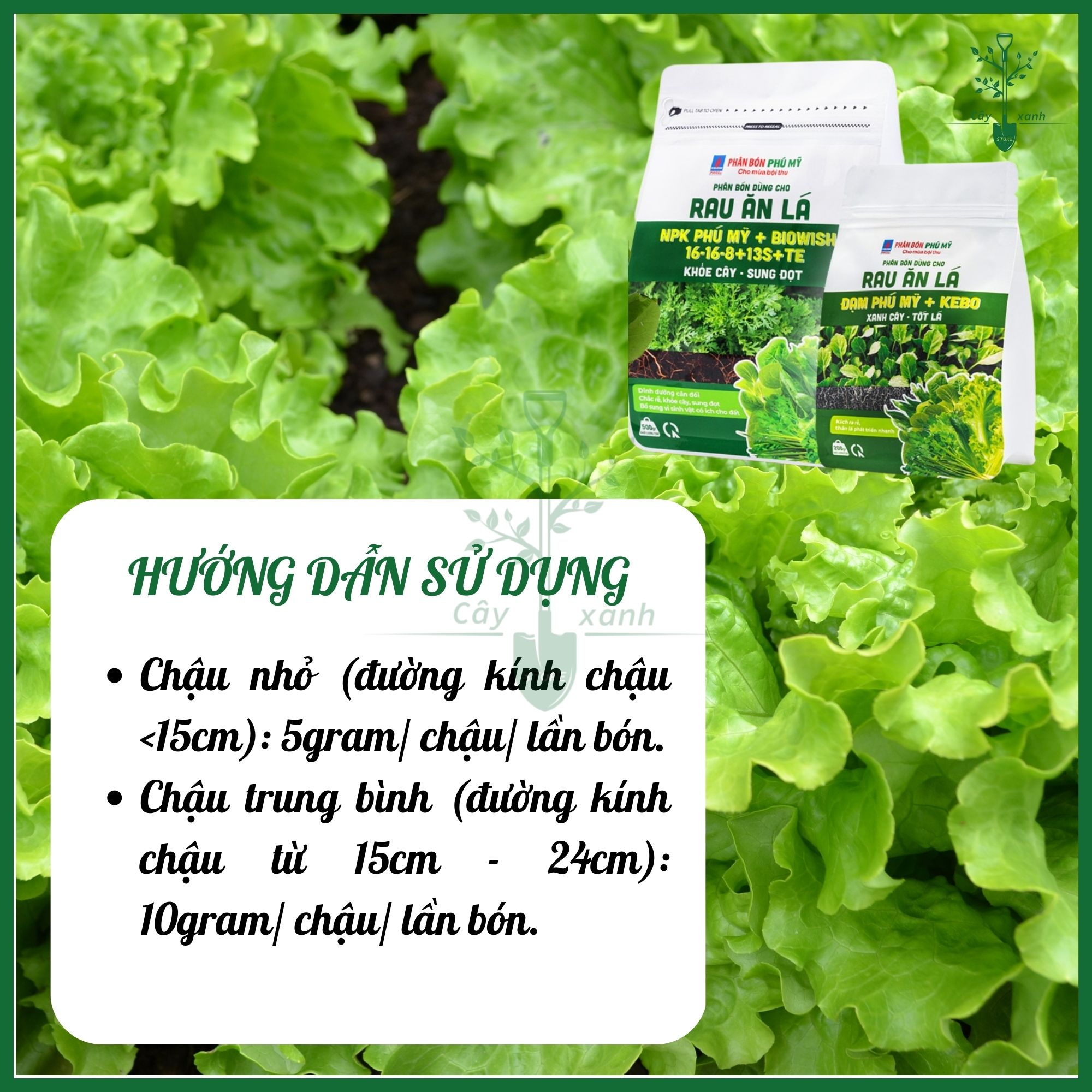 Phân bón Đạm Phú Mỹ cho rau ăn lá BiOWiSH 16-16-8+13S+TE gói 500g - Cung cấp vi sinh - Cây Xanh Store