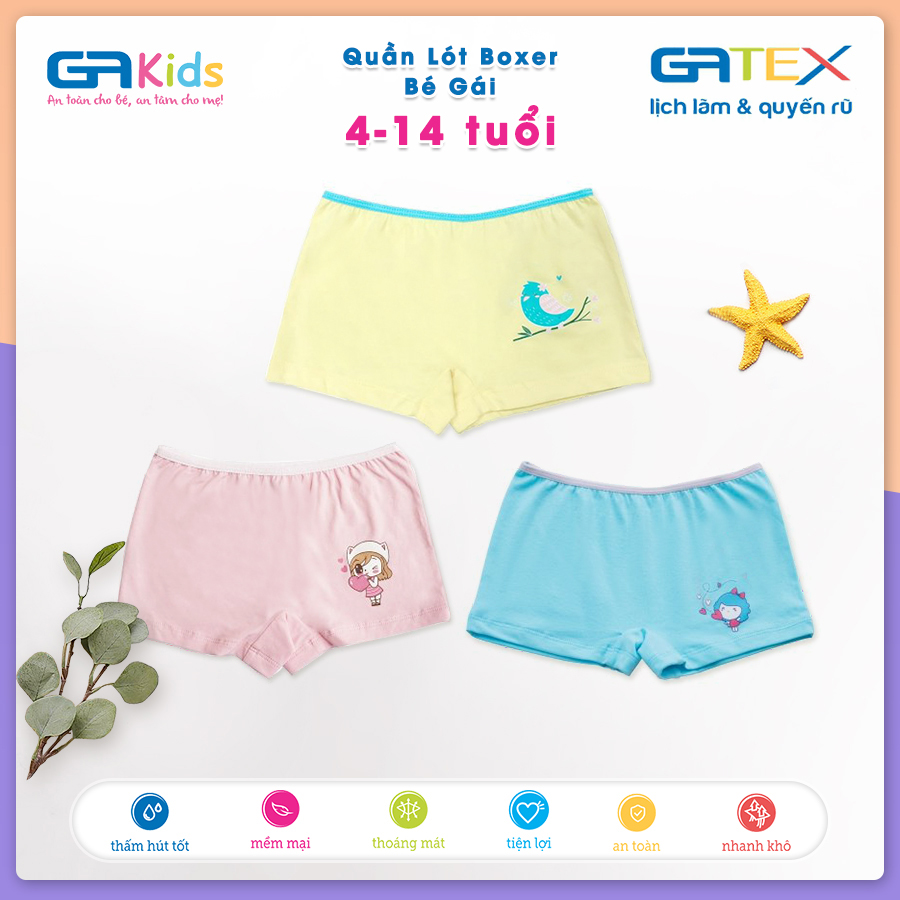 Set 3 Quần Lót Boxer Cho Bé Gái GAKIDS - Chất liệu COTTON cao cấp