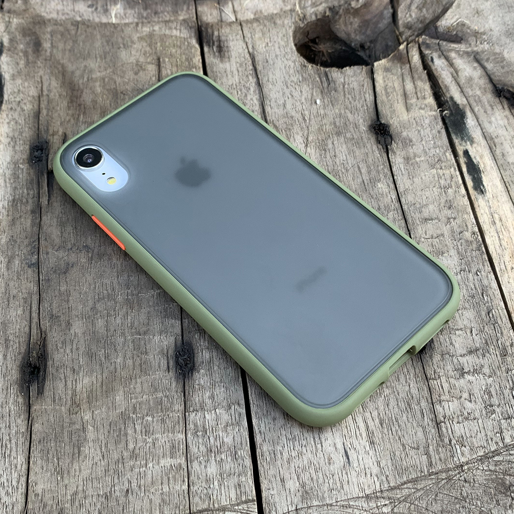 Ốp lưng chống sốc dành cho iPhone XR nút bấm màu cam - Màu xanh