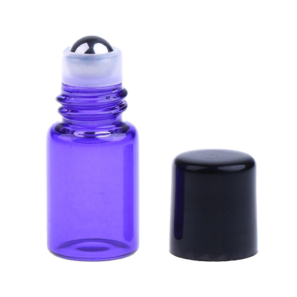 20 Pieces Mini Refillable Empty Glass Roll On Bottles Containers For Essential Oil Perfume Makeup Cosmetic Purple Clear Rose Red Green