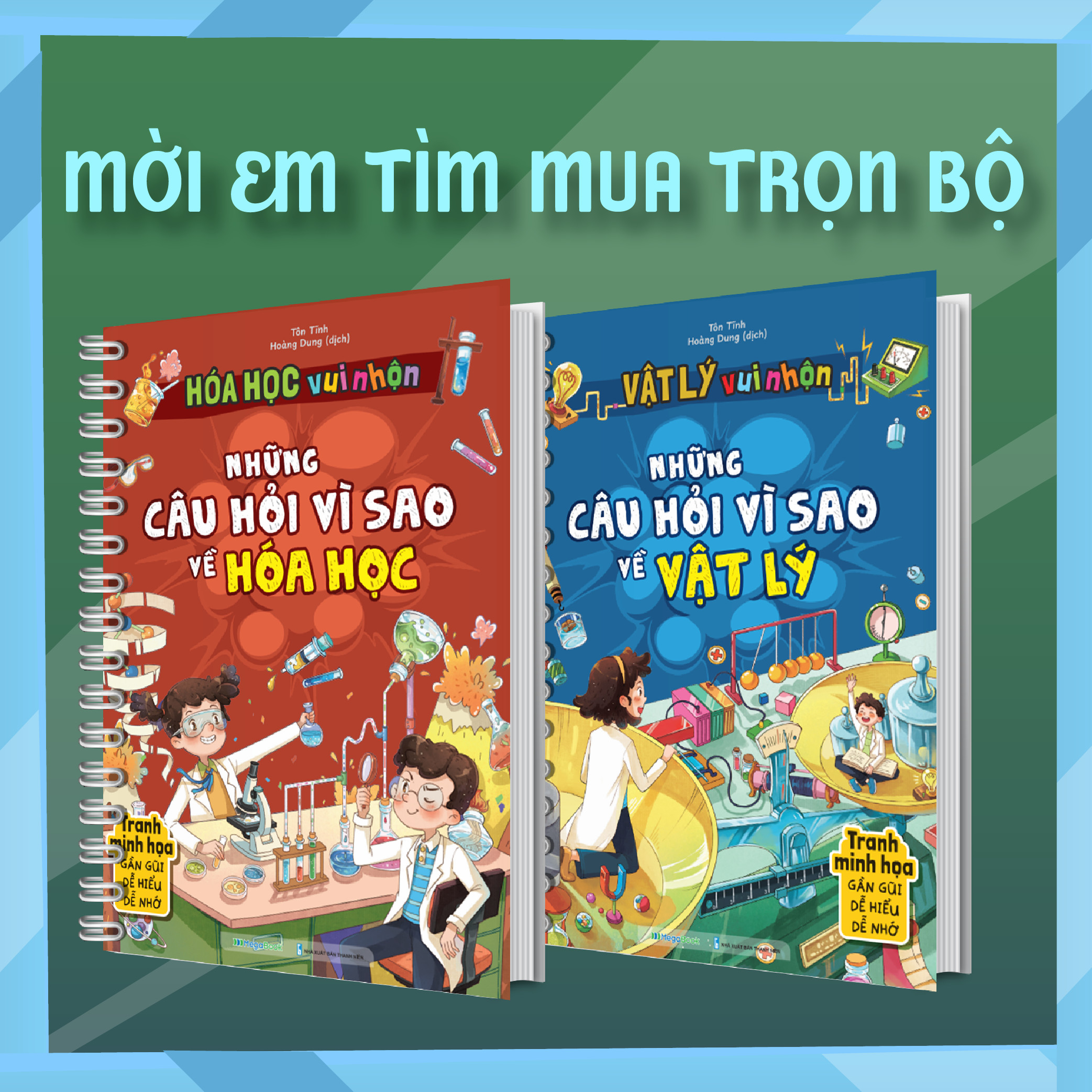 Combo Vật lý Hóa học vui nhộn - Những câu hỏi vì sao về Vật lý, Hóa học (2 Cuốn)