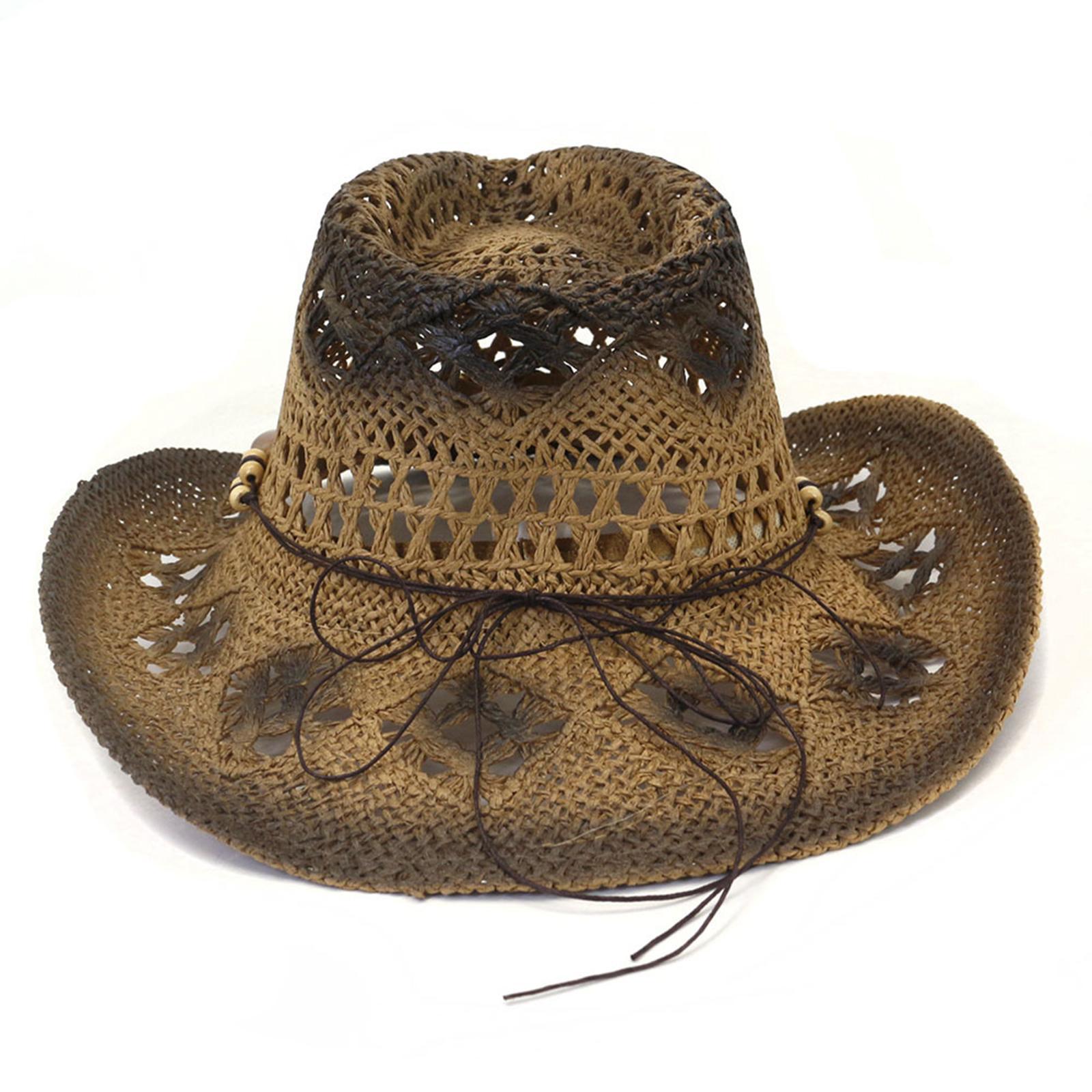 Straw Cowboy Sun Hat Summer Beach Hat for Hiking, Camping, Beach