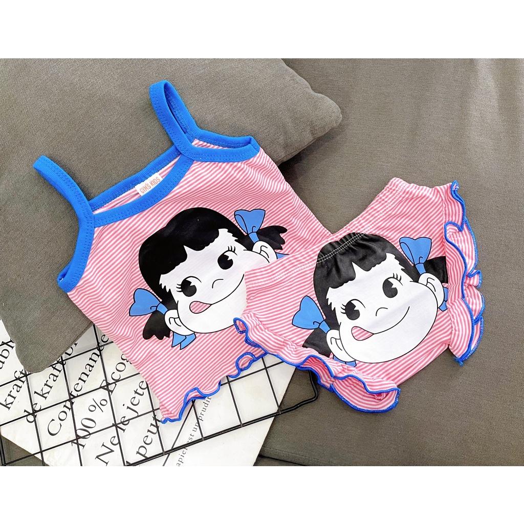 Bộ Chip 2 Dây cotton borip xuất in Hình siêu cưng cho Bé Gái, Đồ bộ mặc nhà, bộ hai dây