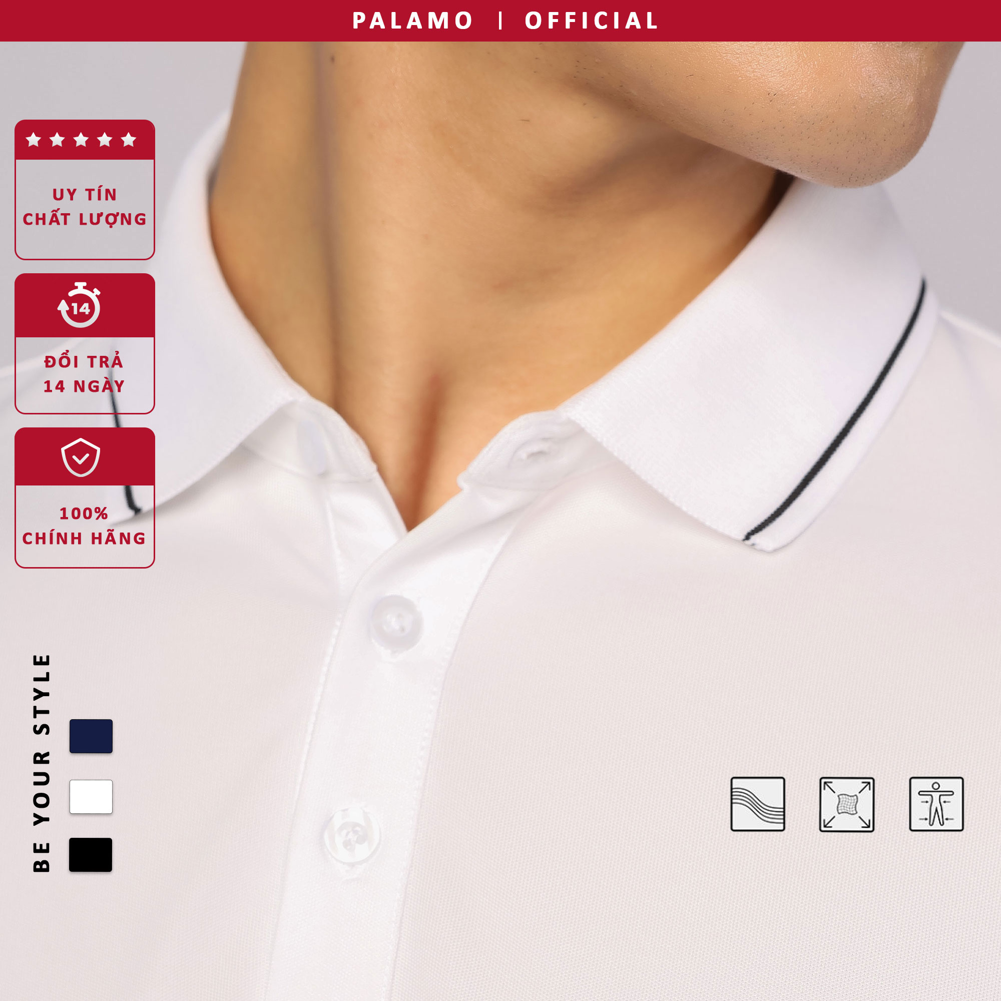 Áo thun polo nam Palamo classic coolmax regular fit / đen