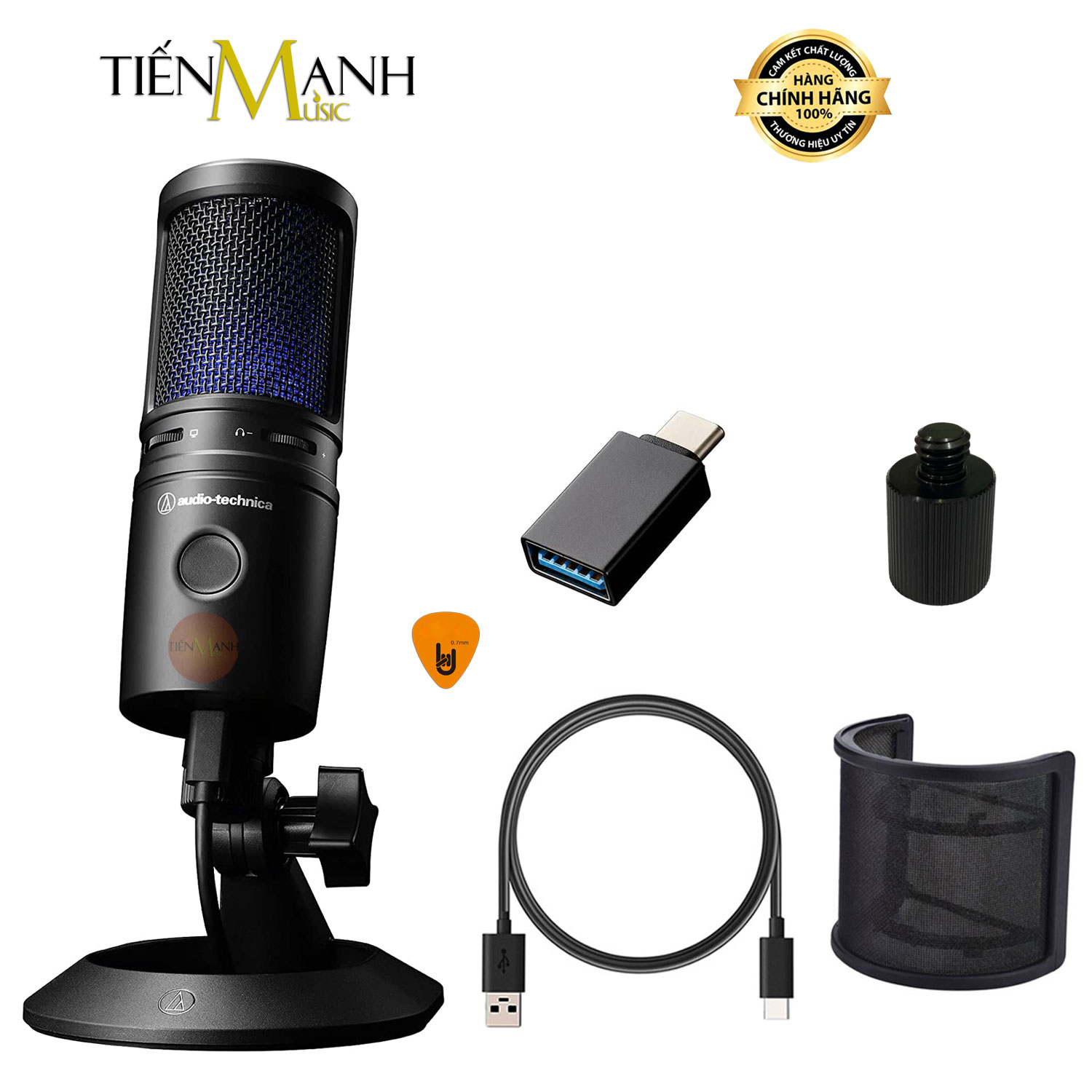 [Tặng Màng Lọc] Micro Audio Technica AT2020USB-X Mic Thu Âm Phòng Studio, Microphone Cardioid AT2020 USB Condenser Hàng Chính Hãng - Kèm Móng Gẩy DreamMaker