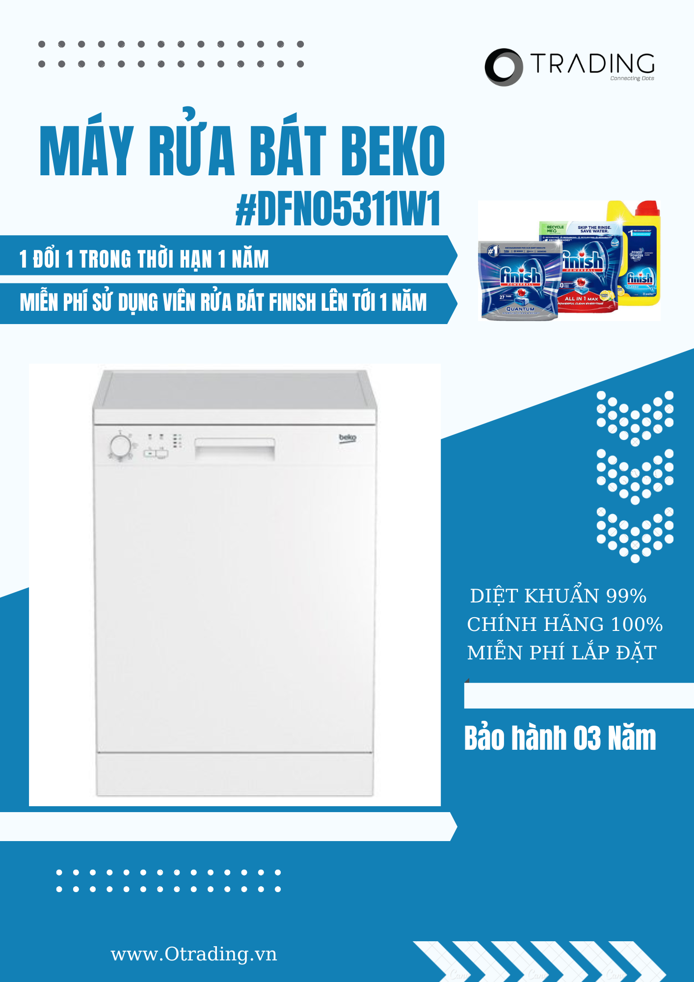 Hình ảnh Máy Rửa Chén Beko DFN05311W ,13 bộ - Hàng Chính Hãng