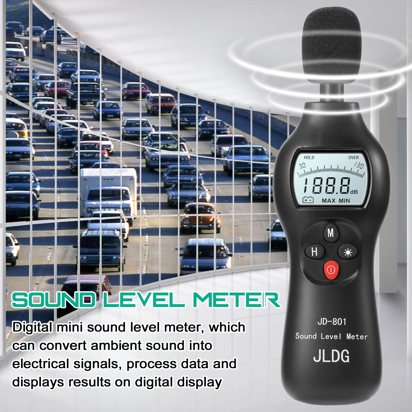 JD-801 Digital Noise Detector Mini Lightweight High Accuracy Decibel Monitoring Device Sound Level Meter with Backlight
