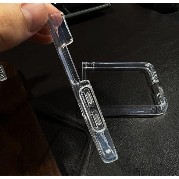 Ốp lưng cho Samsung Galaxy Z Flip 3 lưng trong suốt cứng viền mềm