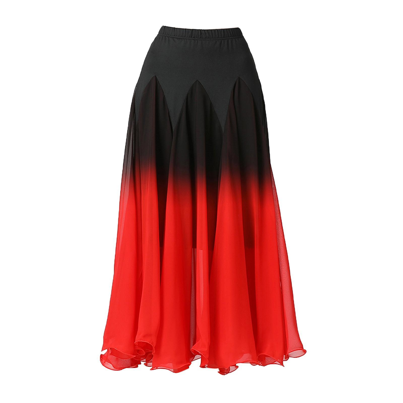 Women Ballroom Dance Skirt Dancing Costume Stage Performance Clothing Swing Spanish Skirts Belly for Tango Party Ladies Girl Latin Waltz