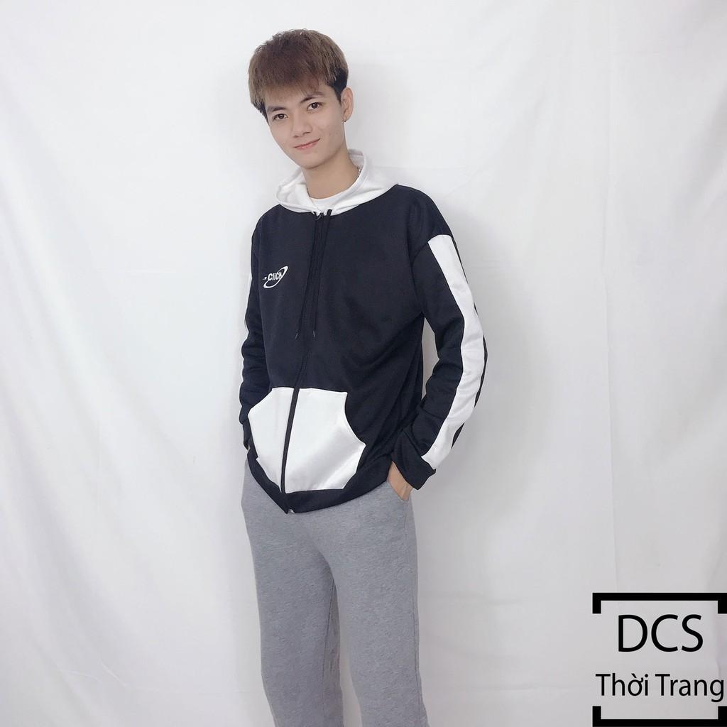 Áo Nỉ CLICK Đen Phối Tay trắng