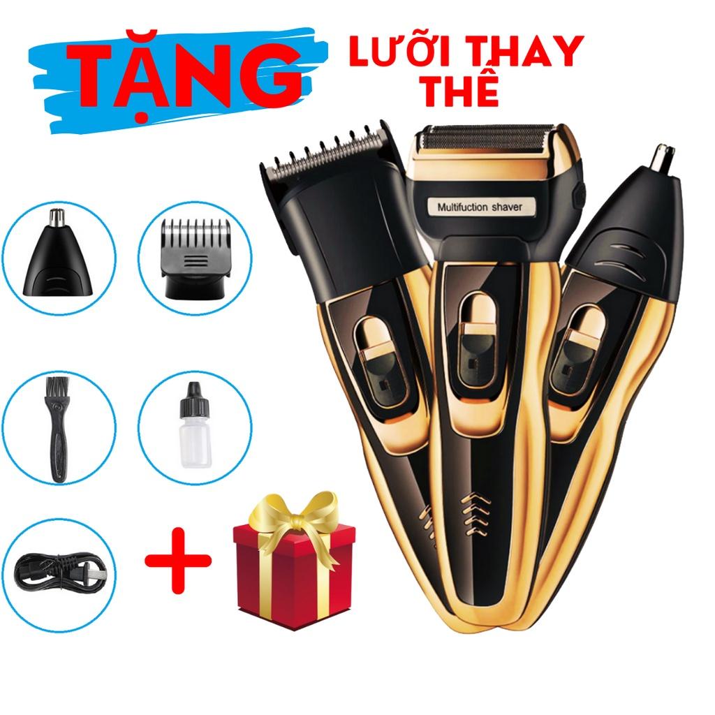 Máy Cạo Râu Đa Năng 3 in 1 - Máy Cạo Râu Khô Không Đau Rát Với 2 Lưỡi Cạo Siêu Nhanh Siêu Sắc
