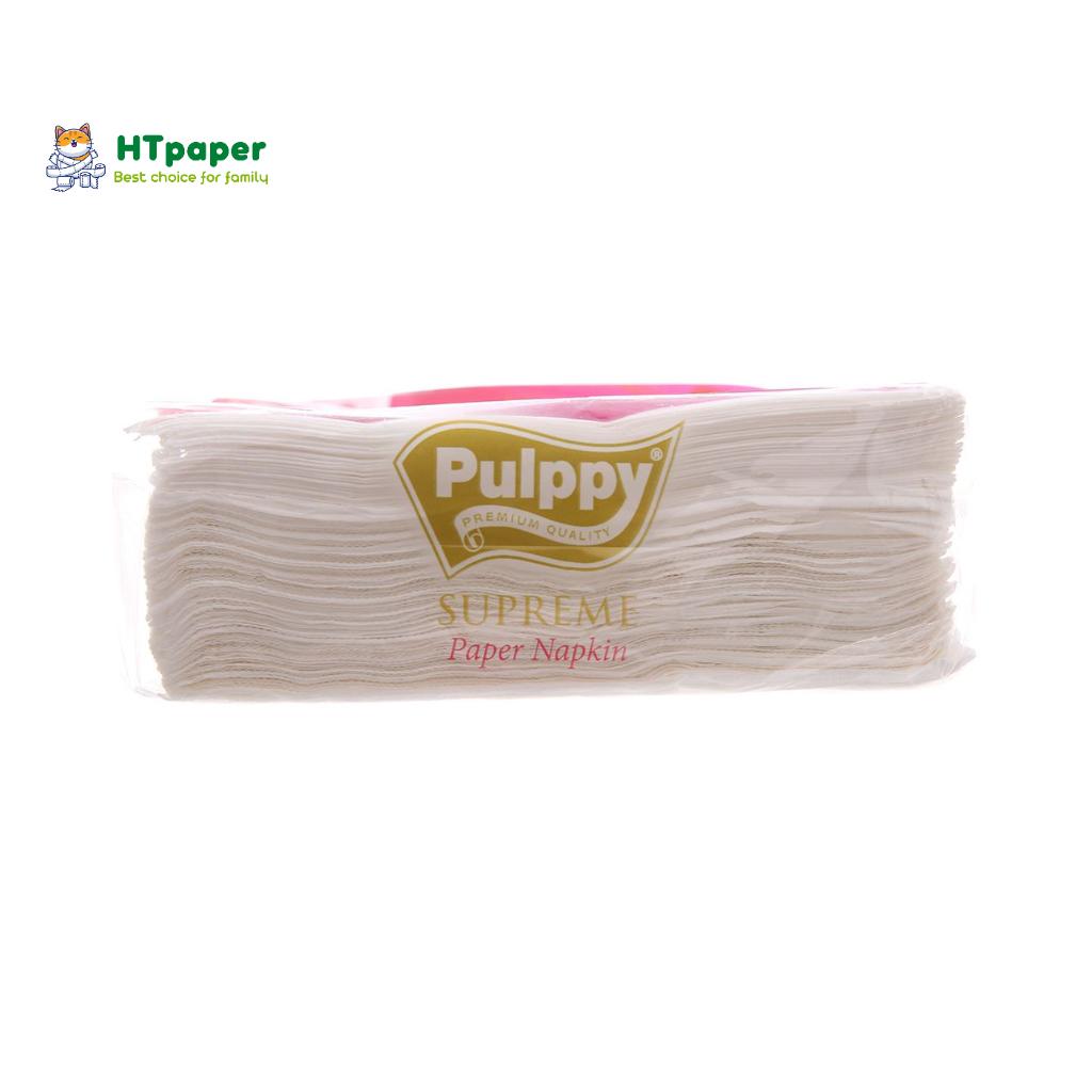 Khăn giấy vuông Pulppy Supreme khổ lớn 33 x 33 cm mềm mịn 80 tờ