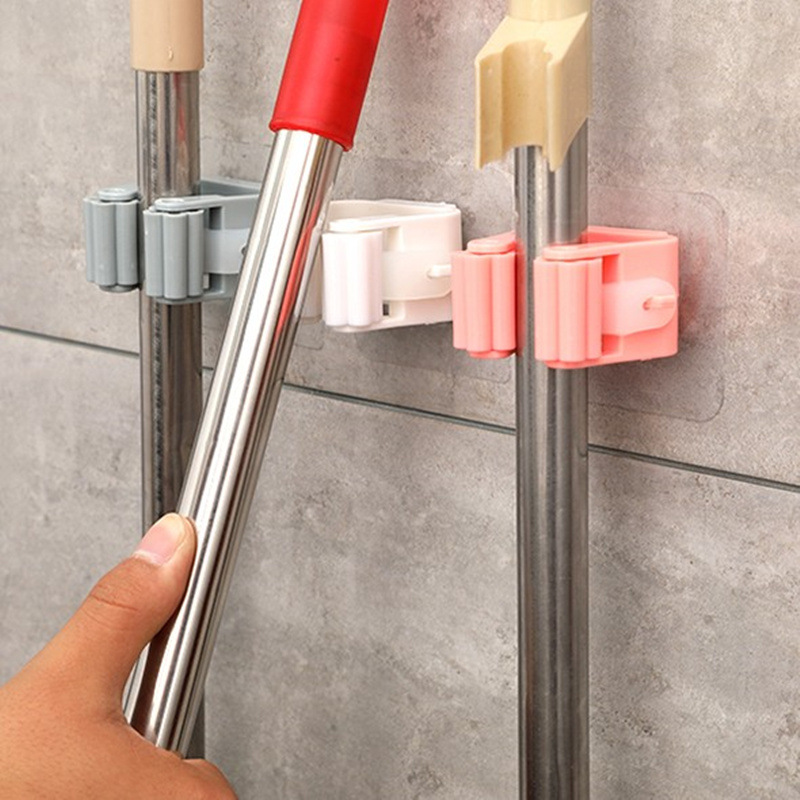 Móc Dán Tường Giữ Cây Lau Nhà, Móc Treo Chổi, Treo Ô, Đồ Dùng Đa Năng