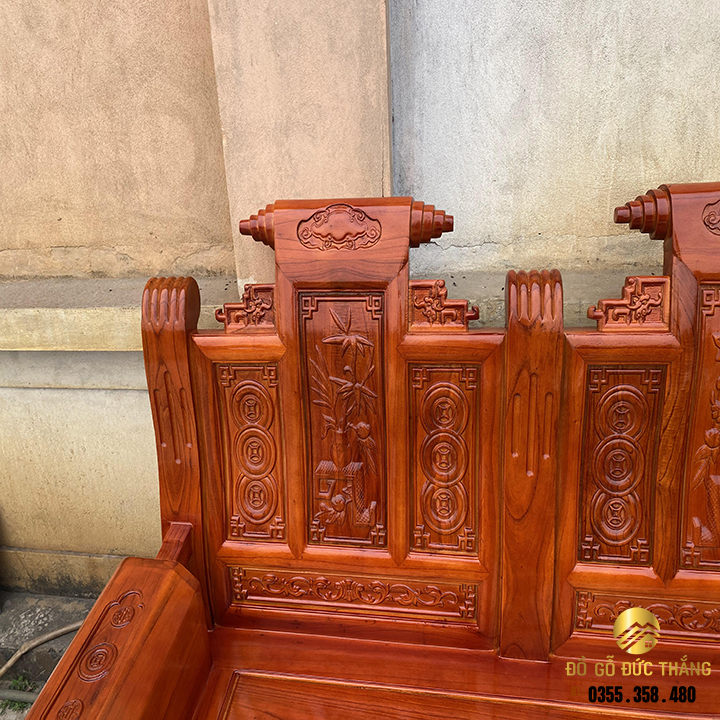 Bàn ghế âu á chương cuốn thư gỗ xoan giá rẻ