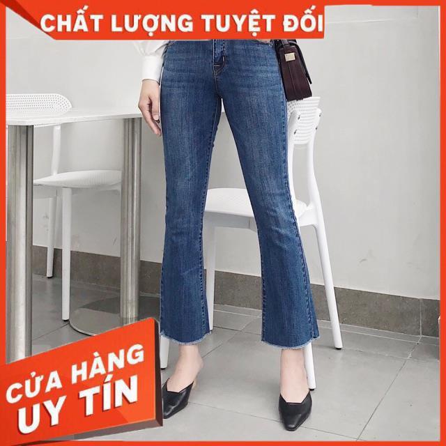 Quần jeans đen ống loe lưng cao- hình thật jeans vnxk cao cấp