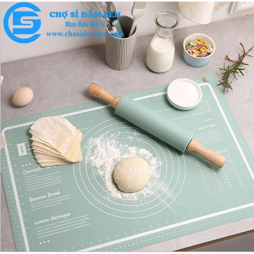Cây lăn bột, cây cán bột bằng silicon tay cầm bằng gỗ dài 30cm, dụng cụ làm bánh chống dính cao cấp G276-CayLanBot-30cm