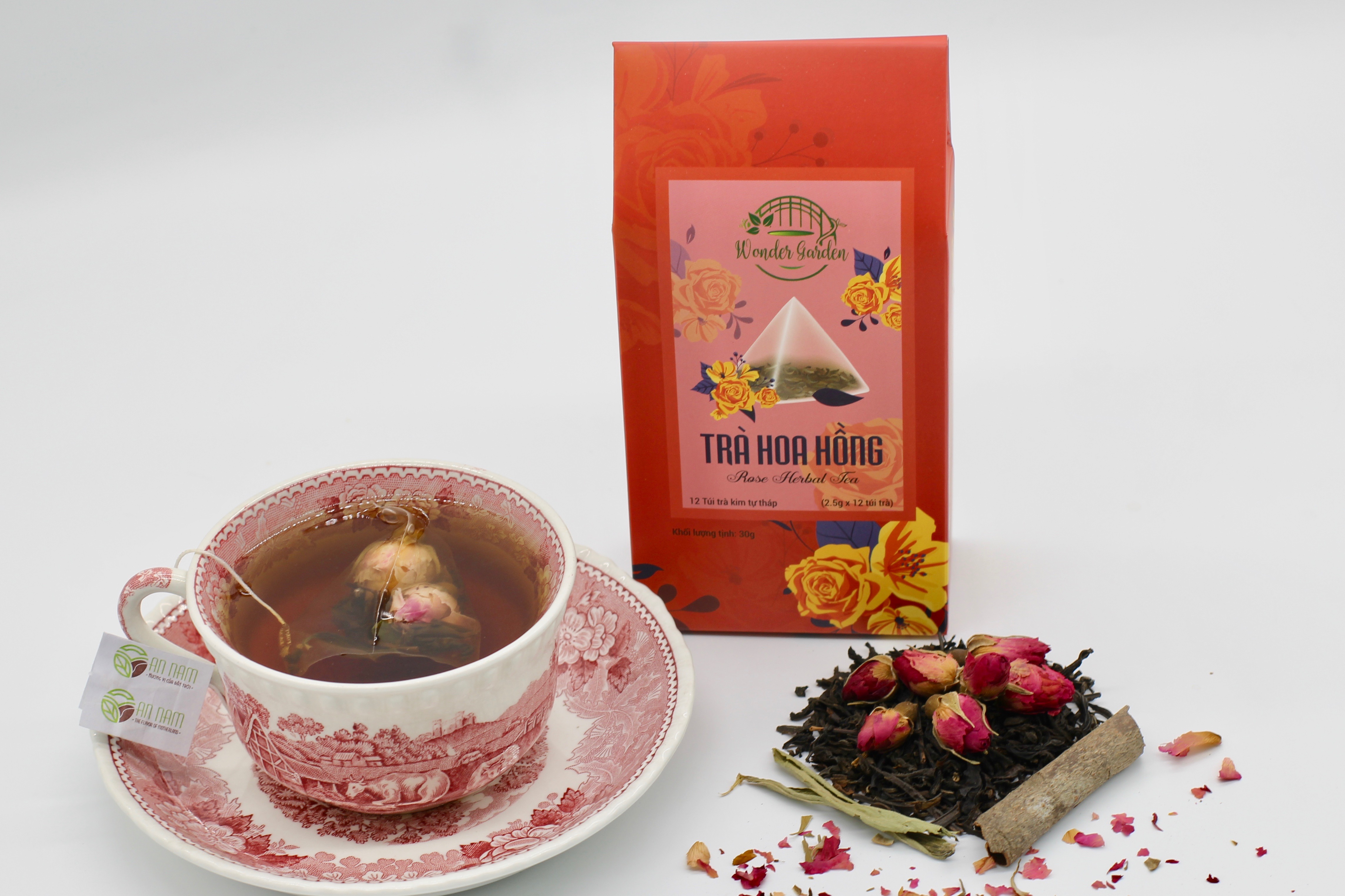 Trà hoa hồng thảo mộc túi lọc kim tự tháp Wonder Garden