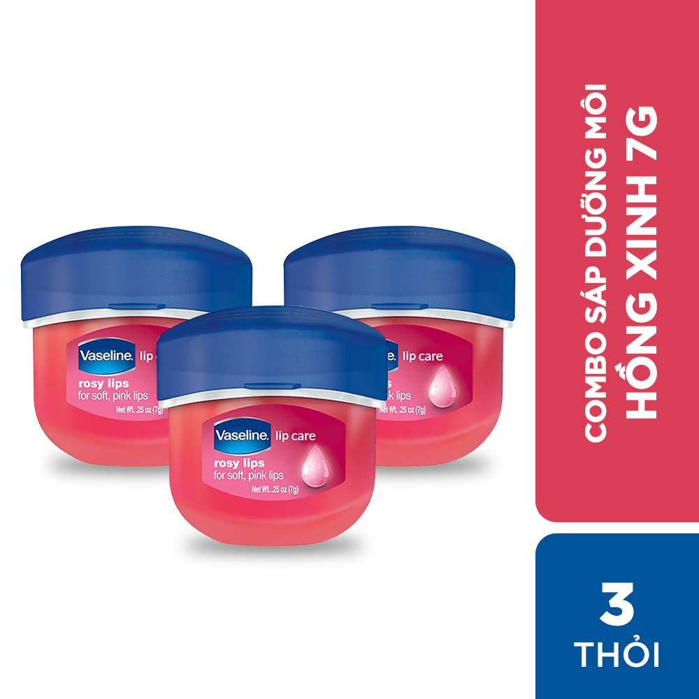 Combo 3 sáp dưỡng môi Vaseline hồng xinh 7g