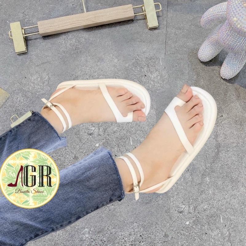 Sandal xuồng xỏ da mềm 2 vòng chân cao 2 cm