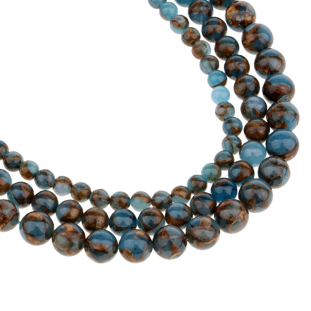 Smooth Polished Natural Blue Crazy Agate Gemstone Beads Findings 6mm