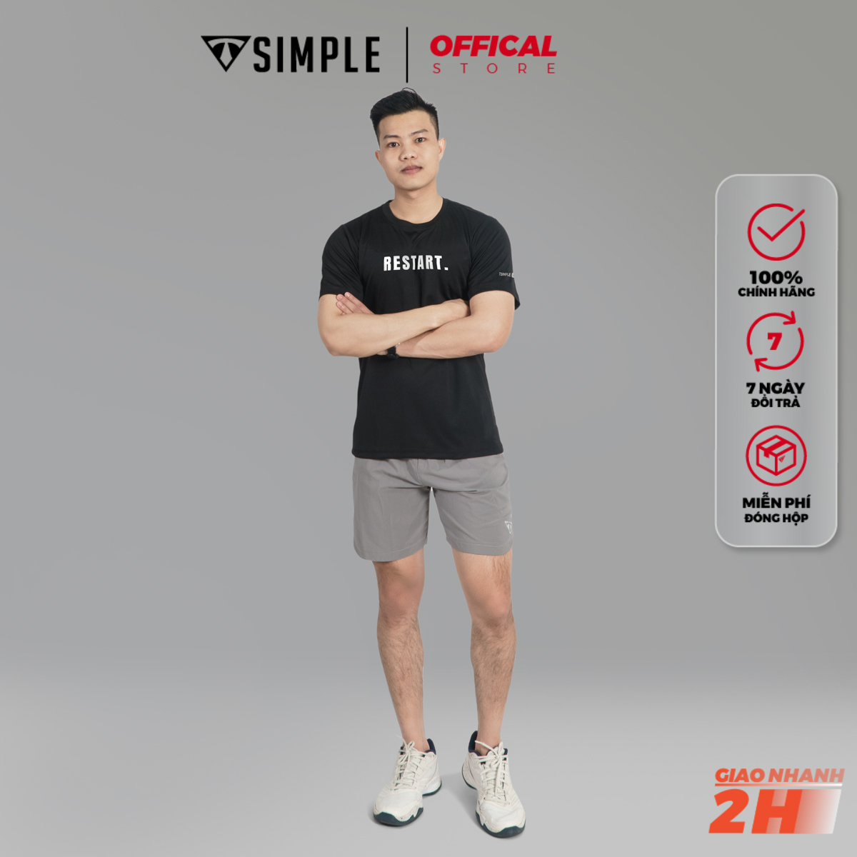 Áo Thể Thao Nam TSIMPLE cổ tròn tay ngắn tập gym vải thun lạnh thoáng mát co giãn chuẩn form MSSAHP5