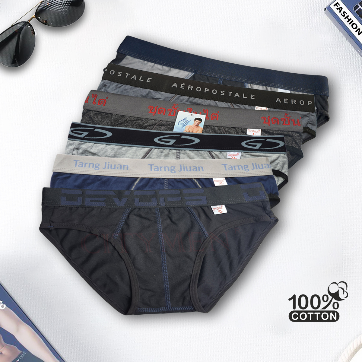 Combo 5 Quần Lót Nam cao cấp, quần xịp sịp nam, quần xì nam, bigsize, nhiều lưng, vải cotton 2 chiều lưng lớn cạp to kiểu brief  tam giác truyền thống đồ lót nam - Giao màu ngẫu nhiên