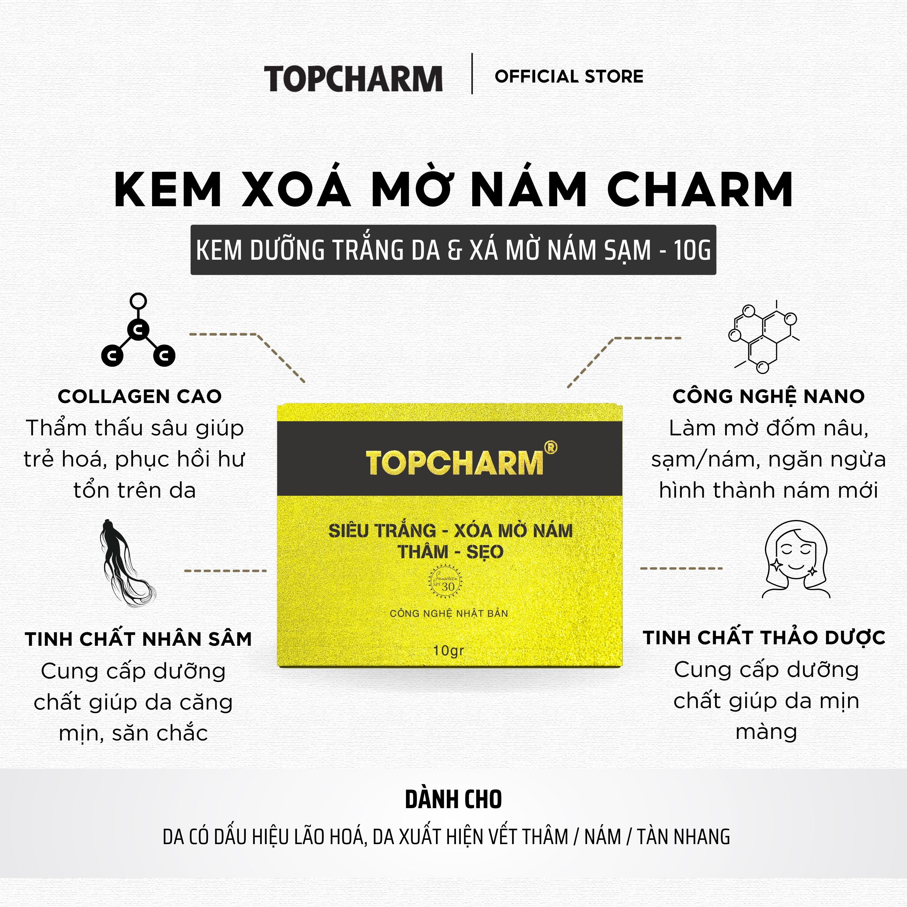 Kem dưỡng nâng tone, giảm mờ nám sạm cho làn da trắng hồng mịn màng Charm