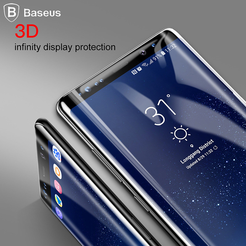 Miếng dán kính cường lực Full màn hình 3D Arc cho Samsung Galaxy Note 8 Baseus (Đen) - Sản phẩm chính hãng